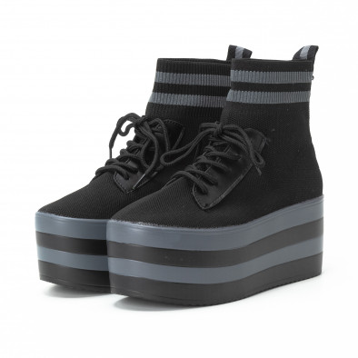 Γυναικεία μαύρα sneakers καλτσάκι με πλατφόρμα it150818-63 3