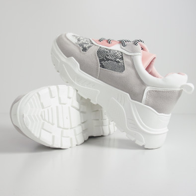 Γυναικεία αθλητικά παπούτσια σε γκρι και ροζ με Snake μοτίβο it110919-14 5