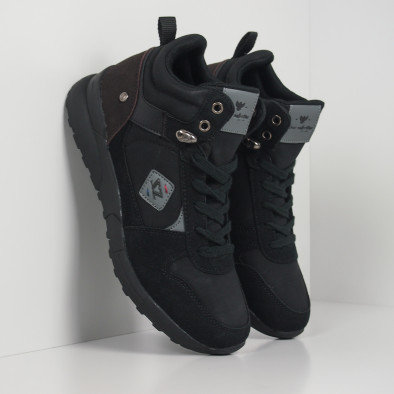 Ανδρικά μαύρα αθλητικά μποτάκια τύπου sneakers it260919-45 3