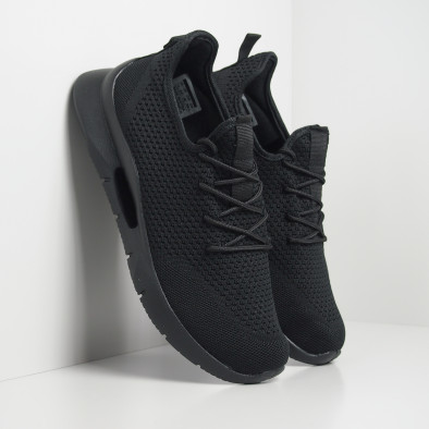 Ανδρικά μαύρα αθλητικά παπούτσια Hole design ελαφρύ μοντέλο it250119-24 3