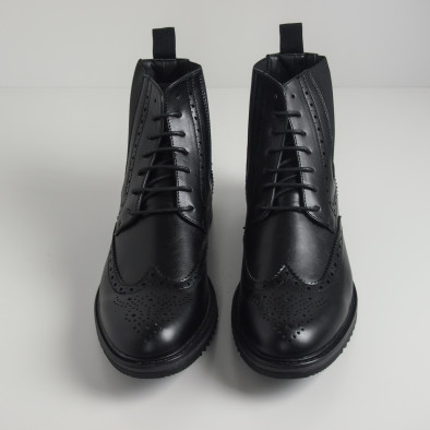Σπορτ-κομψά ανδρικά μαύρα μποτάκια Brogue it260919-46 5