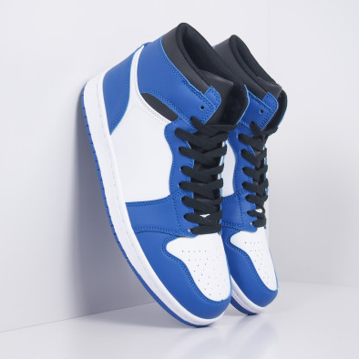 Ανδρικά ψηλά μπλε-λευκά sneakers  it251019-21 2