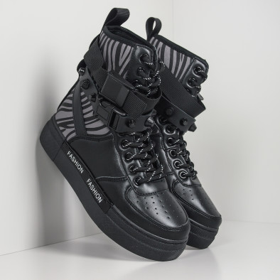 Γυναικεία μαύρα αθλητικά μποτάκια τύπου sneakers it260919-63 5