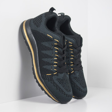 Ανδρικά υφασμάτινα αθλητικά παπούτσια σε μαύρο και χρυσό it251019-5 3
