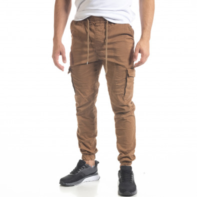 Ανδρικό παντελόνι Cargo Jogger σε χρώμα camel  8120 tr240420-33 2