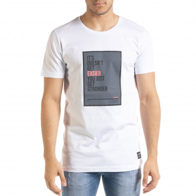Ανδρική λευκή κοντομάνικη μπλούζα Clang tr080520-44 2