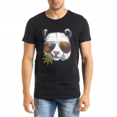 Ανδρική μαύρη κοντομάνικη μπλούζα Panda tr080520-24 2