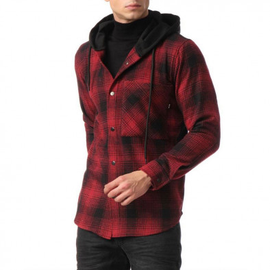 Ανδρικό κόκκινο πουκάμισο τύπου φούτερ tr131120-7 3