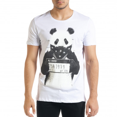 Ανδρική λευκή κοντομάνικη μπλούζα Panda tr080520-21 2
