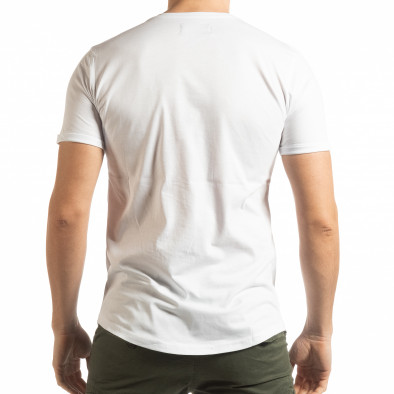Ανδρική λευκή κοντομάνικη μπλούζα με νεκροκεφαλή tsf190219-19 3