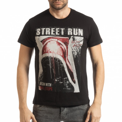 Ανδρική μαύρη κοντομάνικη μπλούζα Street Run tsf190219-83 2