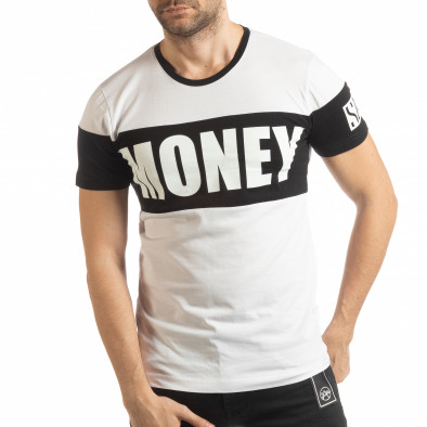 Ανδρική λευκή κοντομάνικη μπλούζα Money tsf190219-41 2