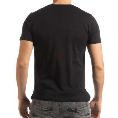 Ανδρική μαύρη κοντομάνικη μπλούζα σε στυλ Patchwork tsf190219-56 3