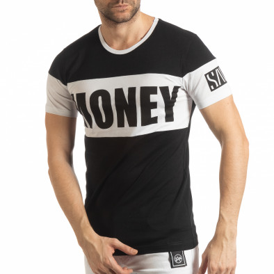 Ανδρική μαύρη κοντομάνικη μπλούζα Money tsf190219-42 2