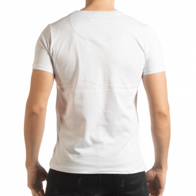Ανδρική λευκή κοντομάνικη μπλούζα σε στυλ Patchwork tsf190219-57 3