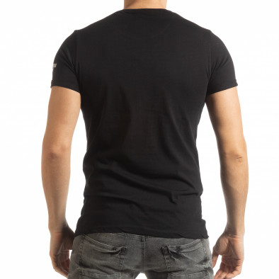 Ανδρική μαύρη κοντομάνικη μπλούζα με πριντ tsf190219-2 3