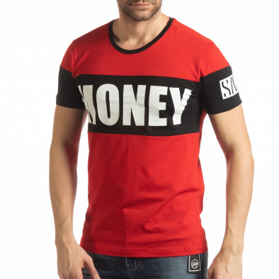 Ανδρική κόκκινη κοντομάνικη μπλούζα Money tsf190219-43 2