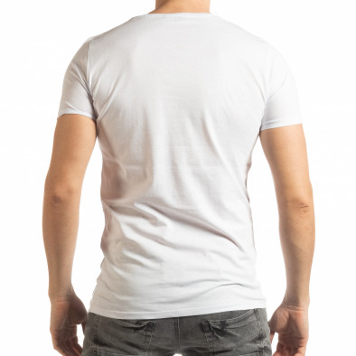 Ανδρική λευκή κοντομάνικη μπλούζα με πριντ Lagos Style  tsf190219-55 3