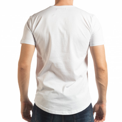 Ανδρική λευκή κοντομάνικη μπλούζα με πριντ tsf190219-21 3