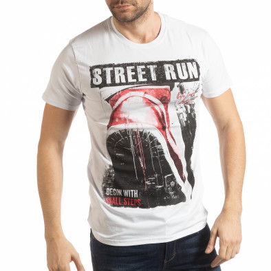 Ανδρική λευκή κοντομάνικη μπλούζα  Street Run tsf190219-82 2