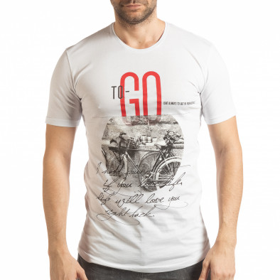 Ανδρική λευκή κοντομάνικη μπλούζα To-Go tsf190219-25 2