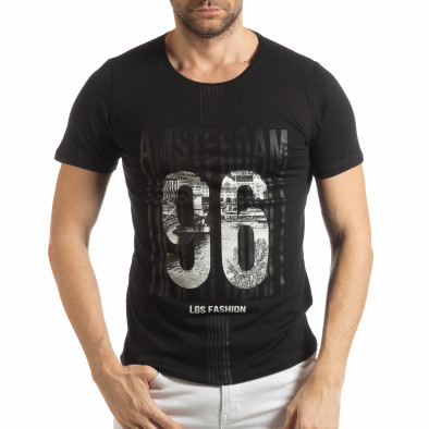 Ανδρική μαύρη κοντομάνικη μπλούζα Amsterdam 96 tsf190219-1 2