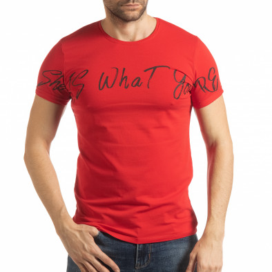 Ανδρική κόκκινη κοντομάνικη μπλούζα She is What tsf190219-64 2