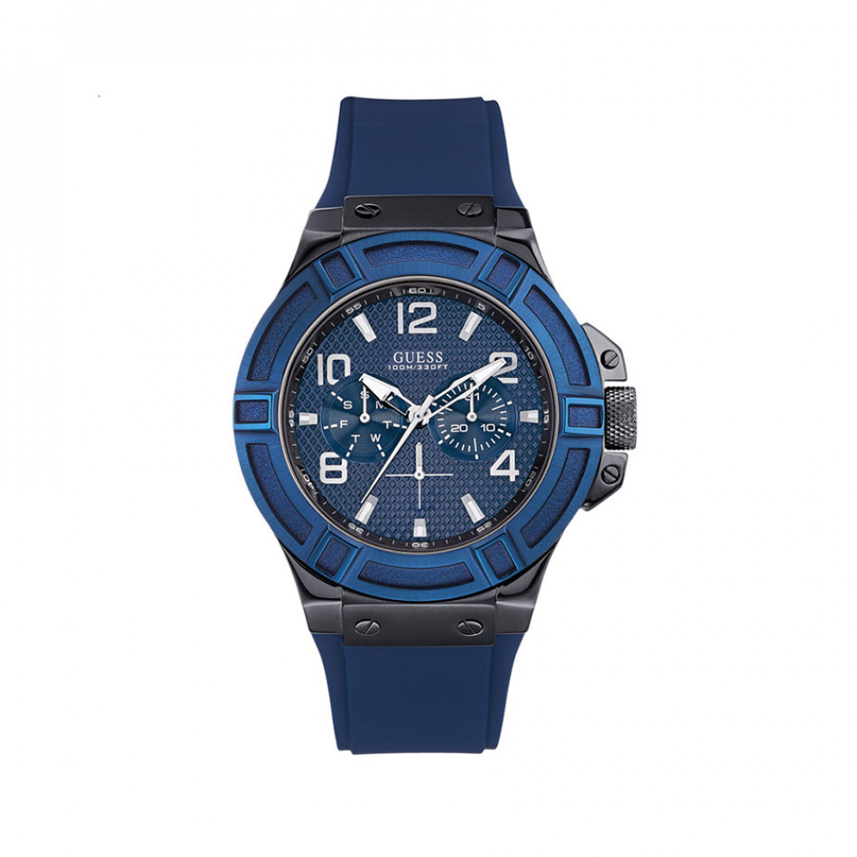 Ανδρικό ρολόι Guess Rigor Blue Dial Blue Silicon Strap W0248G5 W0248G5
