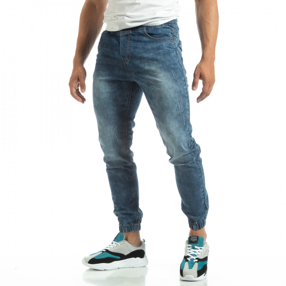 Ανδρικό γαλάζιο λεπτό τζιν τύπου Jogger it120619-1