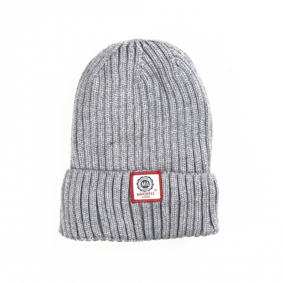 Ανδρικός γκρι πλεκτός σκούφος it051218-77