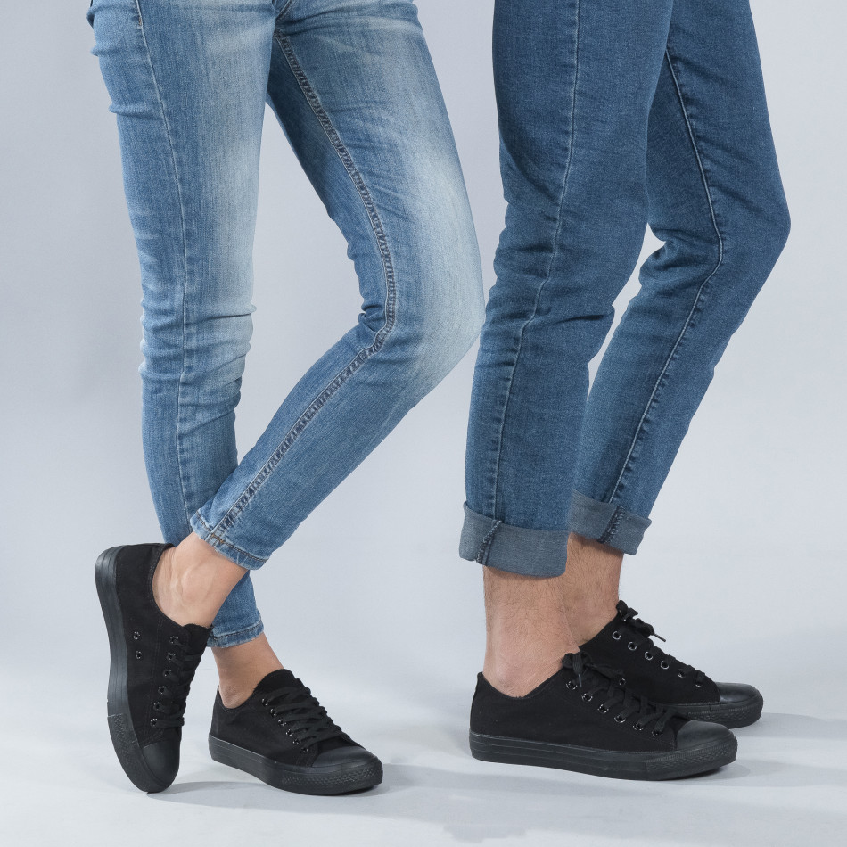 Κλασικά μαύρα sneakers για ζευγάρια cs-black-B340-B338