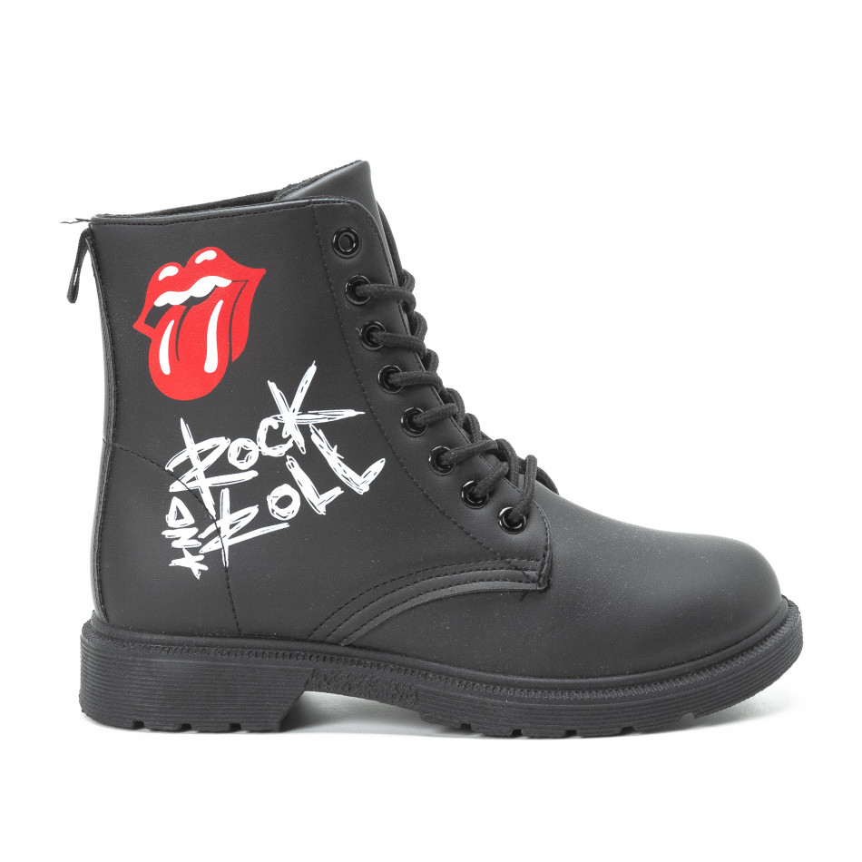 Γυναικεία μαύρα Basic μποτάκια Rock style it140918-59
