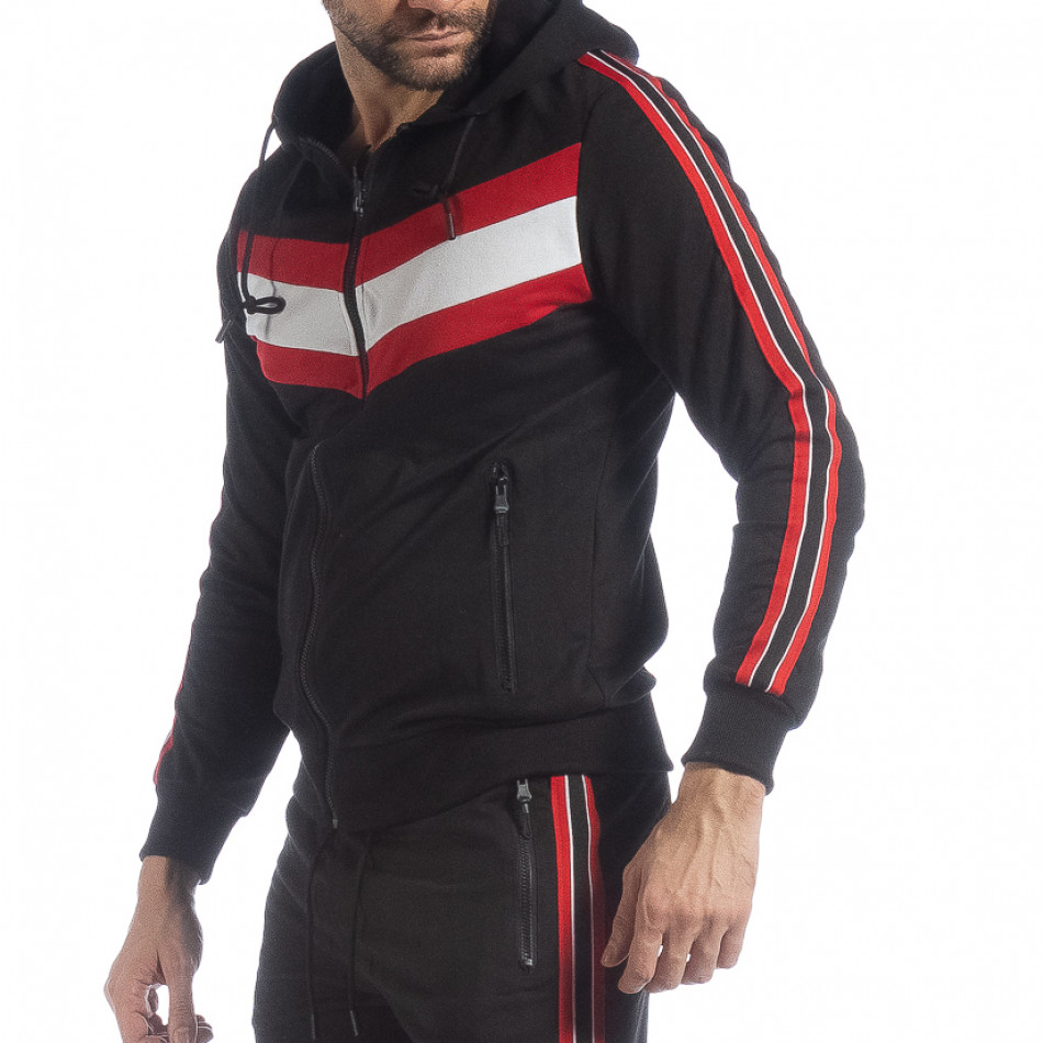 Ανδρική μαύρη ζακέτα με κουκούλα it040219-96