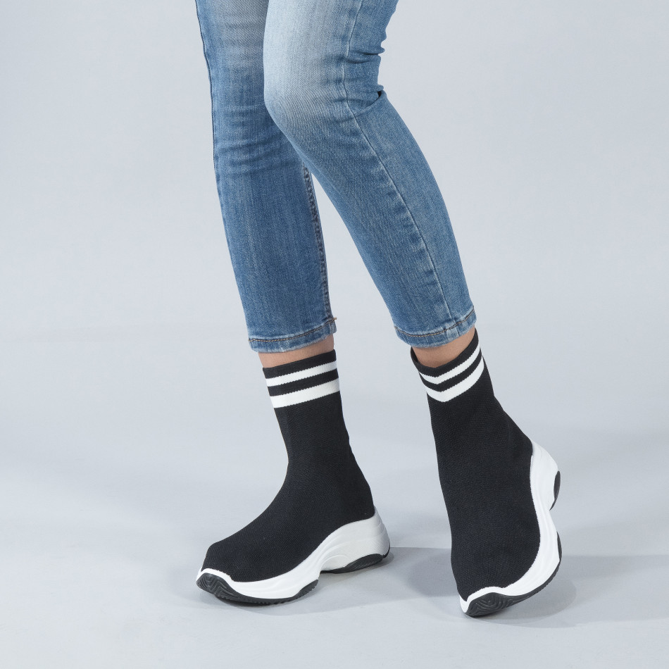 Γυναικεία μαύρα ψηλά sneakers καλτσάκι it250119-61