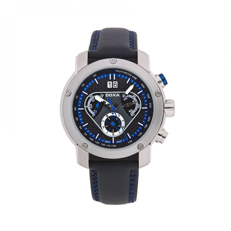 Ανδρικό ρολόι Doxa Racer Chonograph Black Dial Black Leather  1551019101B