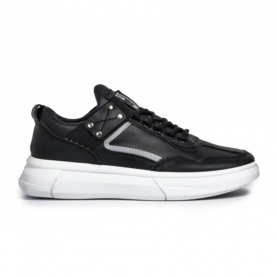 Ανδρικά μαύρα sneakers με λάστιχο it081020-2