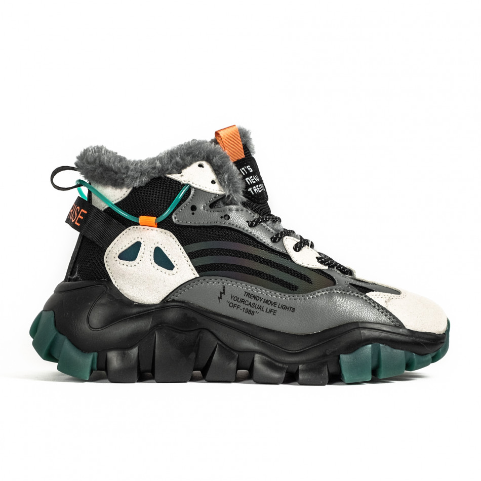 Ανδρικά πολύχρωμα ψηλά sneakers με επένδυση gr040222-7