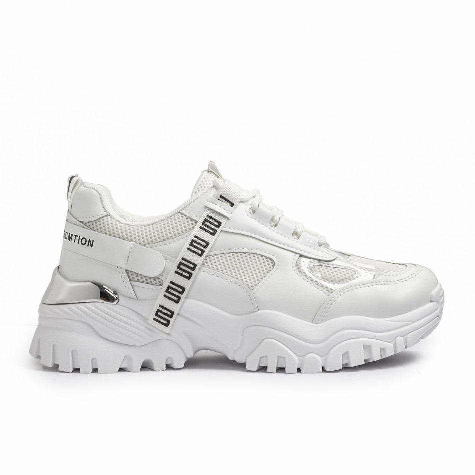 Γυναικεία λευκά Chunky sneakers με δίχτυ it110221-11