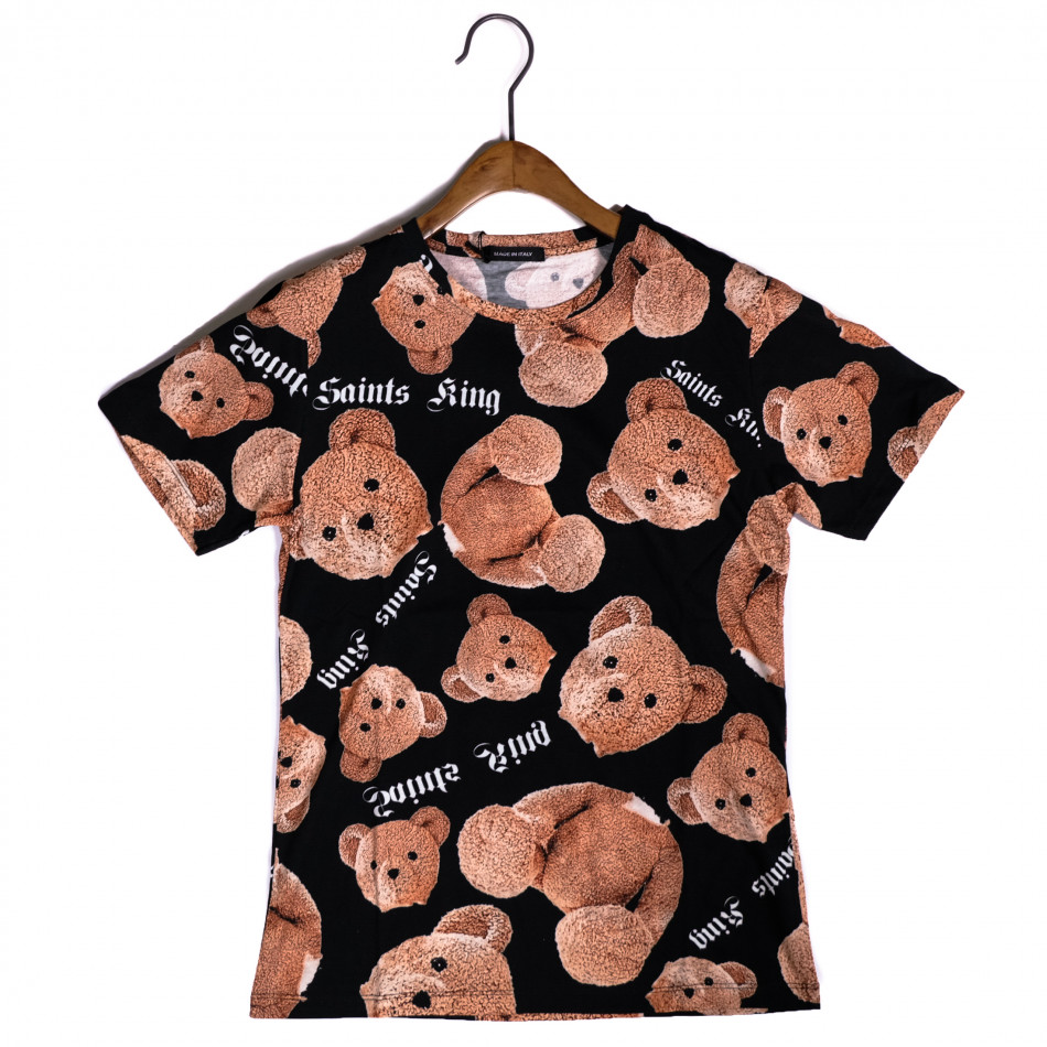 Ανδρική μαύρη κοντομάνικη μπλούζα Teddy Bear it200421-2
