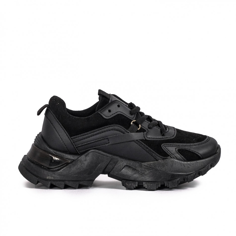 Γυναικεία μαύρα sneakers Chunky it051021-12