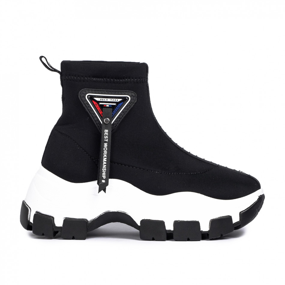 Γυναικεία μαύρα ψηλά sneakers Slip-on tr201120-1