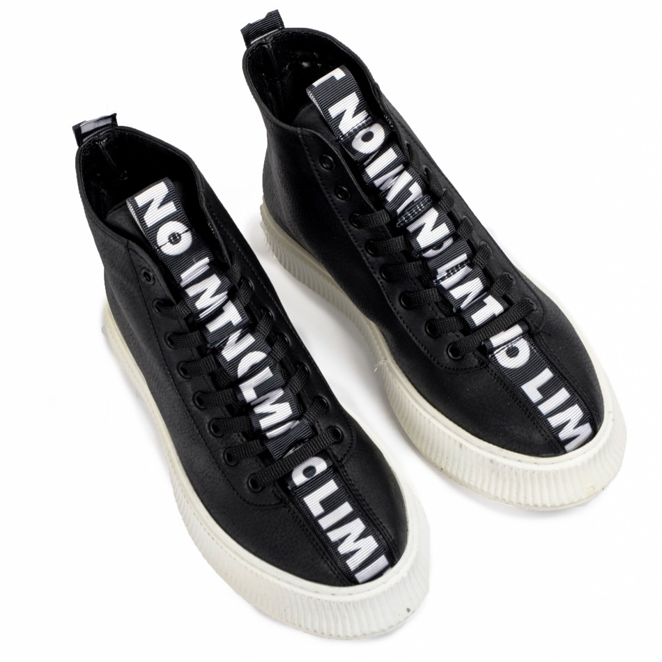 Ανδρικά ψηλά μαύρα sneakers tr181120-3