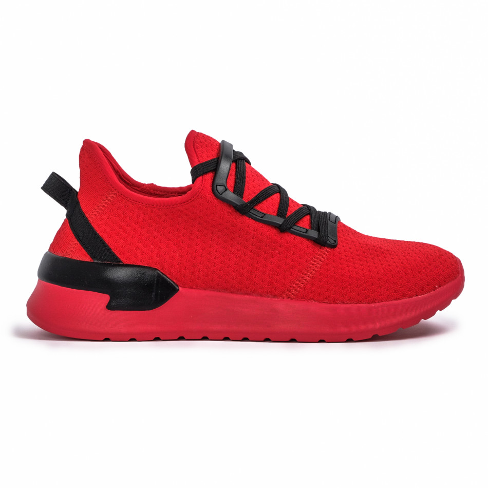 Ανδρικά κόκκινα sneakers κάλτσα Lace detail it260620-11