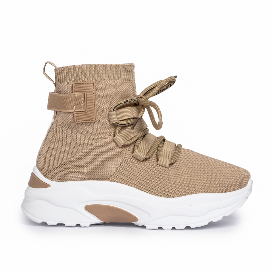 Γυναικεία χακι ψηλά sneakers κάλτσα it161220-16