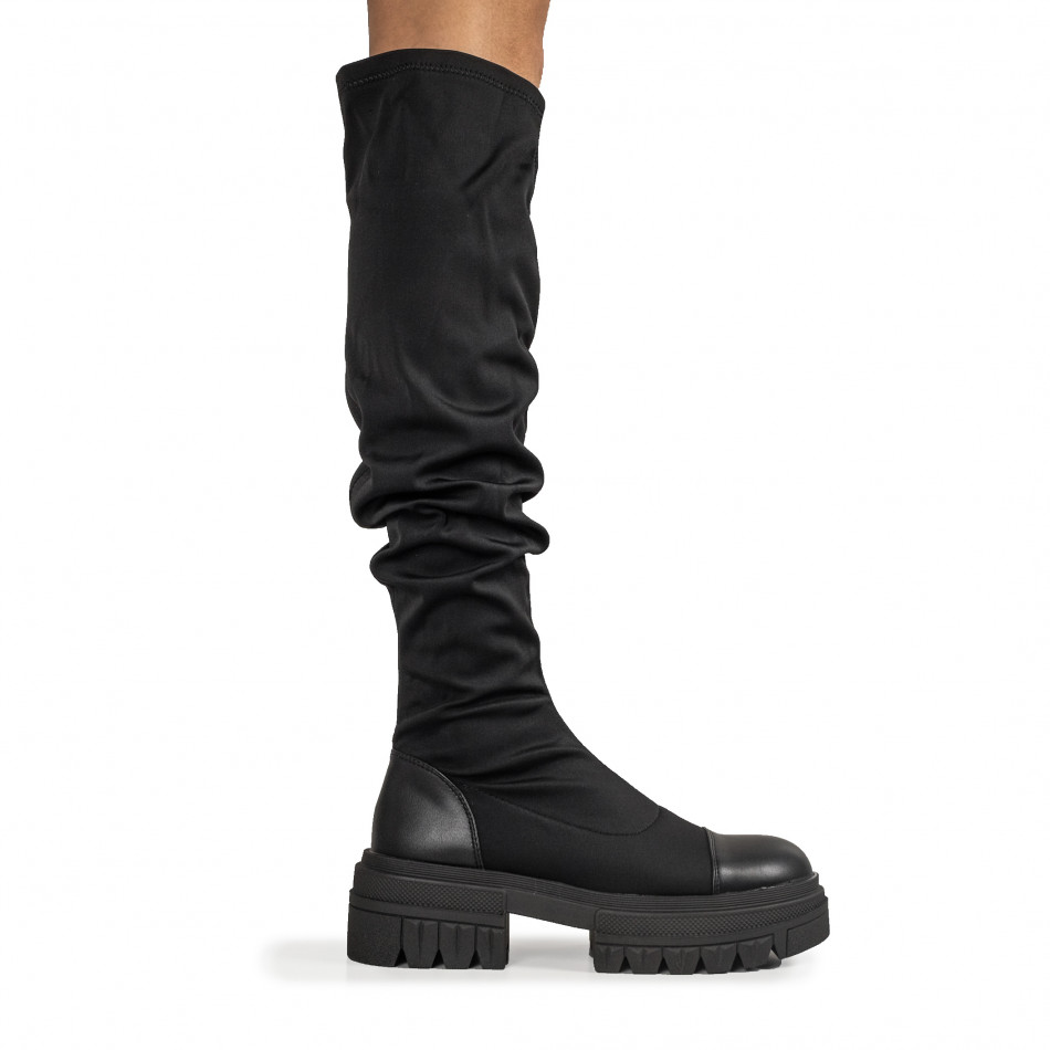 Γυναικείες μαύρες μπότες Over the Knee CH2155 it161121-4