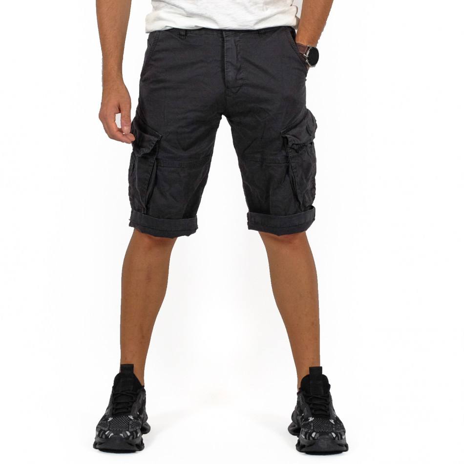 Ανδρικό σκούρο γκρι βερμούδα cargo Blackzi 2090 tr080622-2