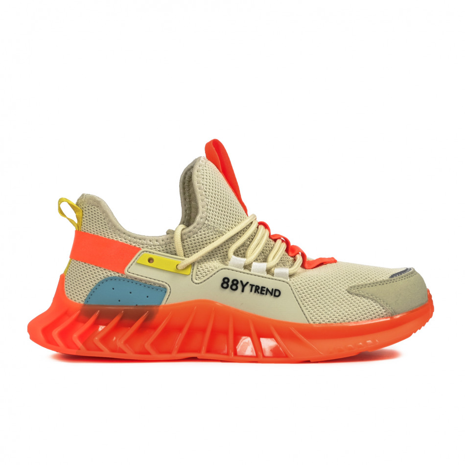 Ανδρικά μπεζ με fluo αθλητικά παπούτσια Bazaar Charm SH118-6 it250722-4