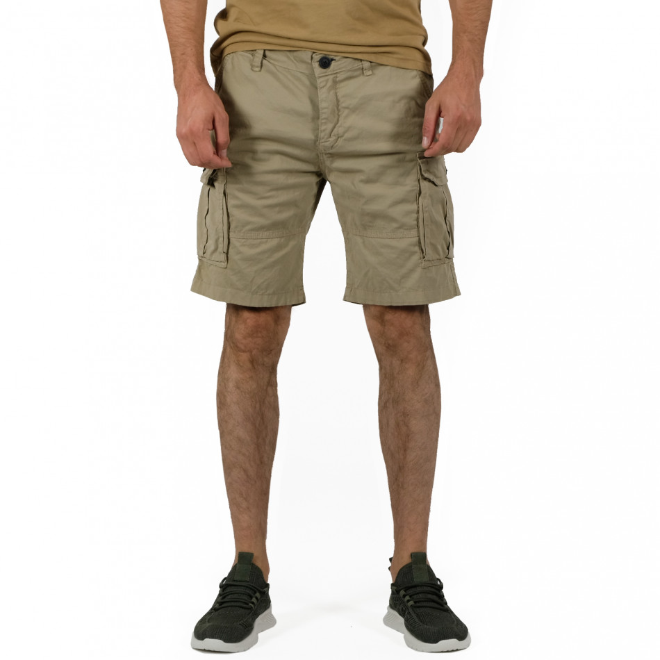 Blackzi Ανδρικό μπεζ βερμούδα Cargo & Big Size 2102 tr260623-9