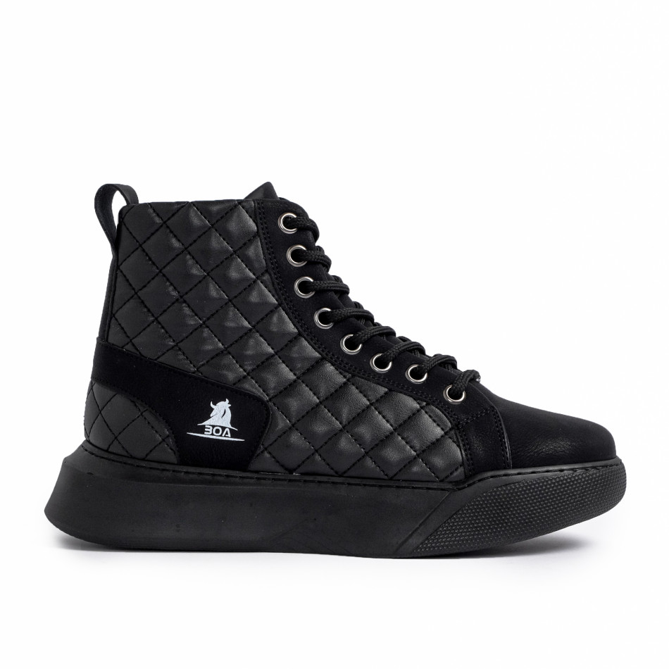 Ανδρικά μαύρα ψηλά sneakers με καπιτονέ BOA tr221220-1