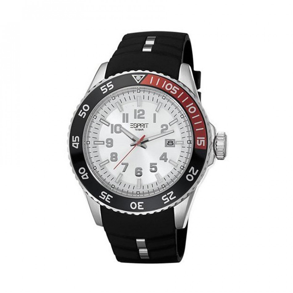 Ανδρικό ρολόι Esprit ES White Dial Black Rubber Quartz Watch ES103631002